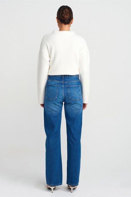 Hochgeschnittene Gerade Baumwolljeans - Image 2