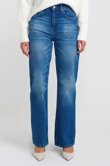 Hochgeschnittene Gerade Baumwolljeans - Image 3