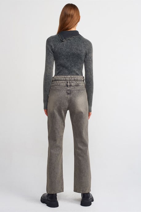 Hochtaillierte gerade Baumwoll-Denim-Jeans - Image 2