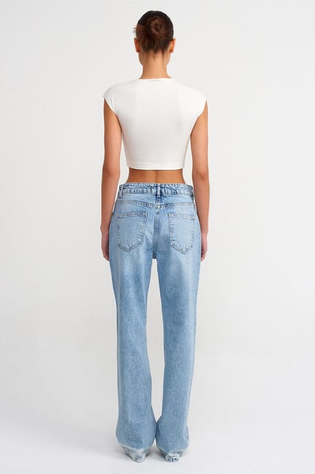 Hochtaillierte gerade Baumwoll-Denim-Jeans - Image 2
