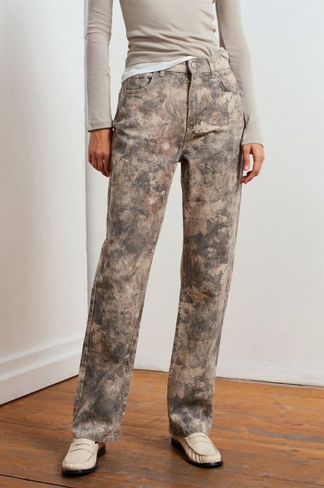 Dilvin Mid-Waist Straight-Leg Jeans mit Batikmuster für Damen - Mehrfarbig - Image 5