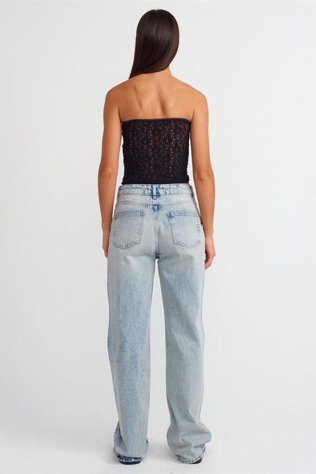 High-Waist Gerades Bein Baumwolljeans - Image 2