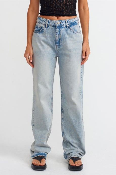 High-Waist Gerades Bein Baumwolljeans - Image 3