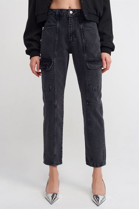 Hochtaillierte Cargo-Jeans mit geradem Bein - Image 4