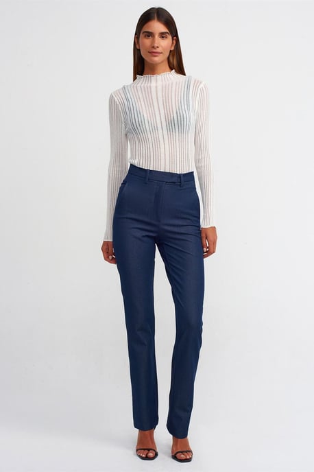 Schlanker Fit Rippstrick-Half-Turtleneck-Pullover - Image 3