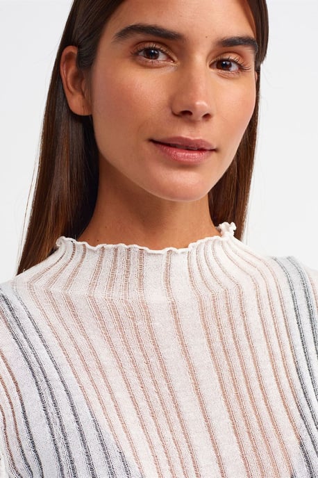 Schlanker Fit Rippstrick-Half-Turtleneck-Pullover - Image 4