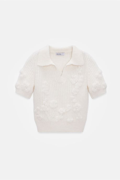 Strukturiertes Ripp-Polo-Kragen-Pullover - Image 5
