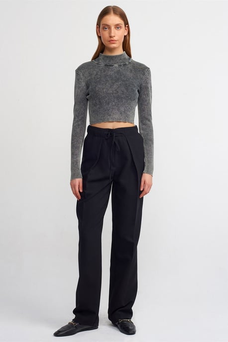 Damen kurz geschnittener gerippter Halsturtleneck-Pullover - Image 3