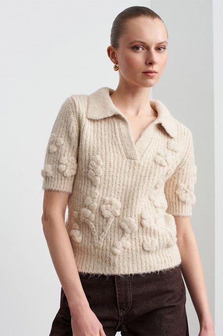 Strukturierter Rippkragenpullover - Image 2