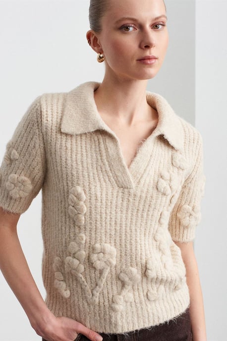 Strukturierter Rippkragenpullover - Image 3