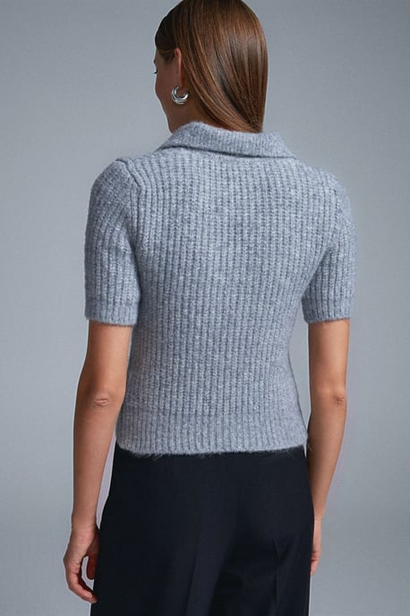 Damen Fitted Ripp-Polo Pullover - Image 2