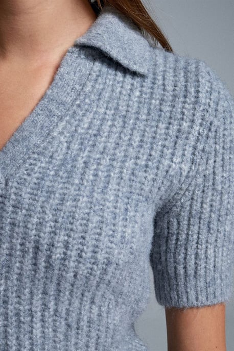 Damen Fitted Ripp-Polo Pullover - Image 4
