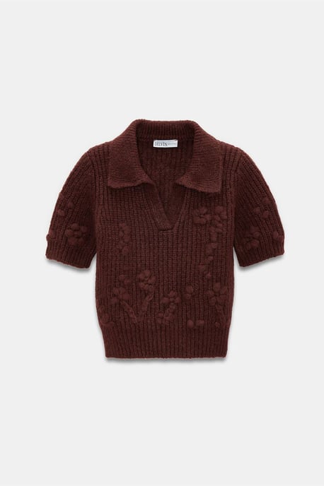 Strukturierter gerippter Polo-Kragen-Pullover - Image 6