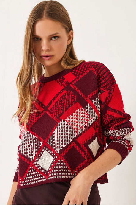 Gestreifter Rundhals-Cropped-Pullover - Image 1