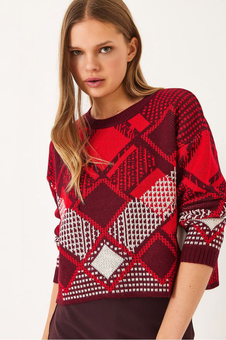 Gestreifter Rundhals-Cropped-Pullover - Image 2