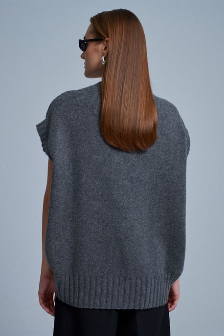 Übergroßer Rippstrick-Pullover-Weste - Image 3