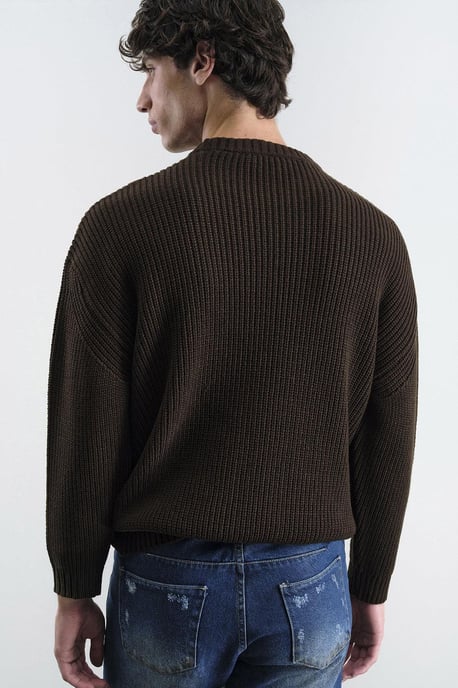 Komfortabler Rippstrick Rundhals-Pullover - Image 3
