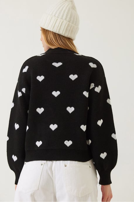 Herz-Muster Rundhalsausschnitt Relaxed Fit Pullover - Image 6