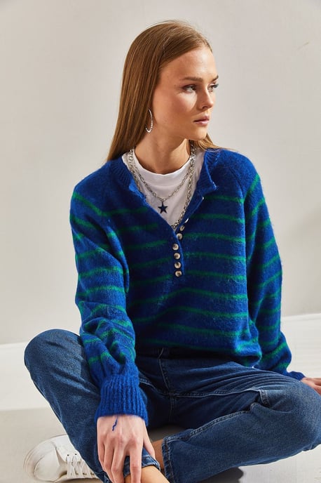 Strickpullover mit strukturiertem Muster und Knopfverschluss - Image 3