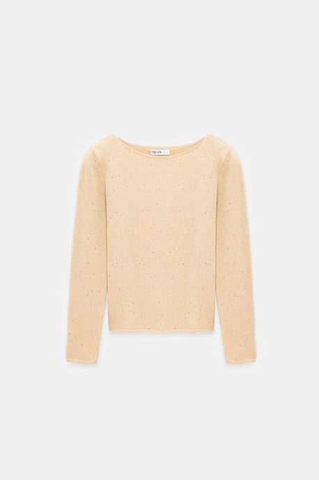 Bootshaus-Ausschnitt Pailletten Strickpullover - Image 1