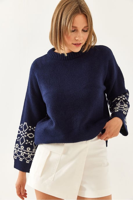 Crew-Neck-Jacquard-Strickpullover mit Stickerei - Image 2