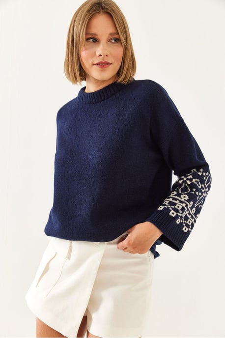 Crew-Neck-Jacquard-Strickpullover mit Stickerei - Image 3