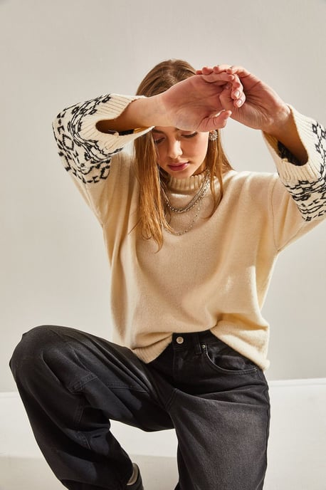 Crew-Neck-Jacquard-Strickpullover mit Stickerei - Image 2