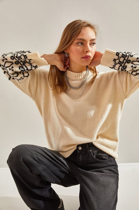 Crew-Neck-Jacquard-Strickpullover mit Stickerei - Image 3