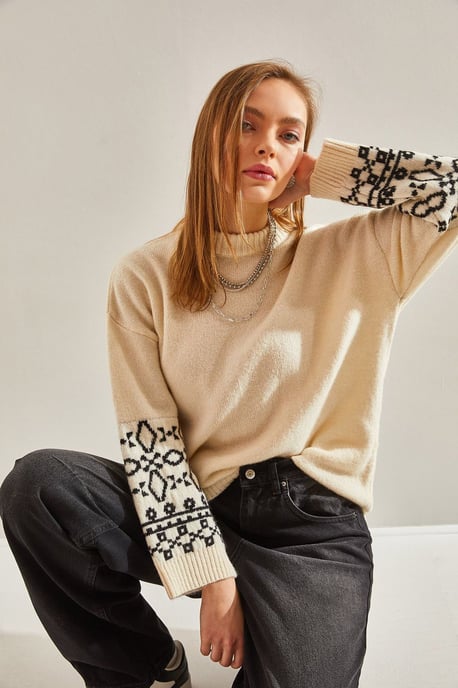 Crew-Neck-Jacquard-Strickpullover mit Stickerei - Image 4