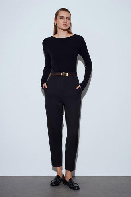 Damen Rippstrick Boot-Neck Slim-Fit Pullover - Image 5