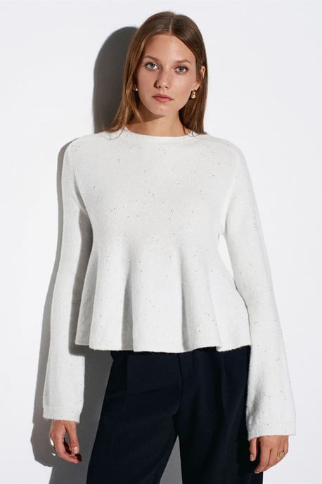 Frauen Sweatshirt mit Rüschensaum und Rundhalsausschnitt - Image 1