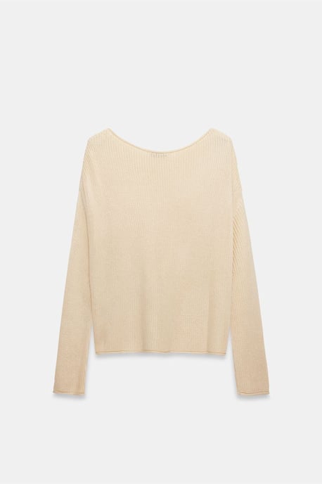 Damen Rippstrick Boot-Ausschnitt Strickpullover - Image 6