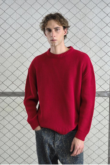 Komfortabler Rippstrick Rundhals-Pullover - Image 4