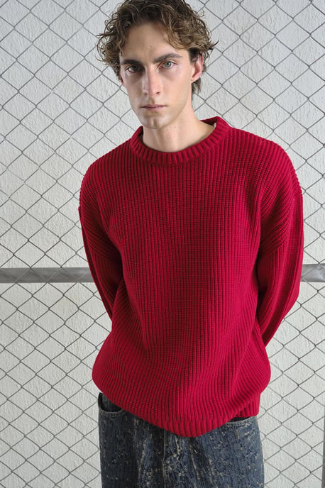 Komfortabler Rippstrick Rundhals-Pullover - Image 5