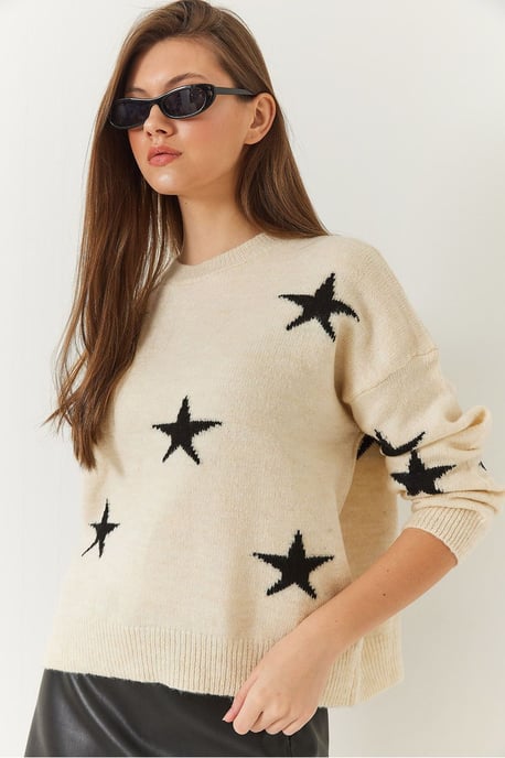 Sternmuster Acryl Rundhals Pullover - Image 4
