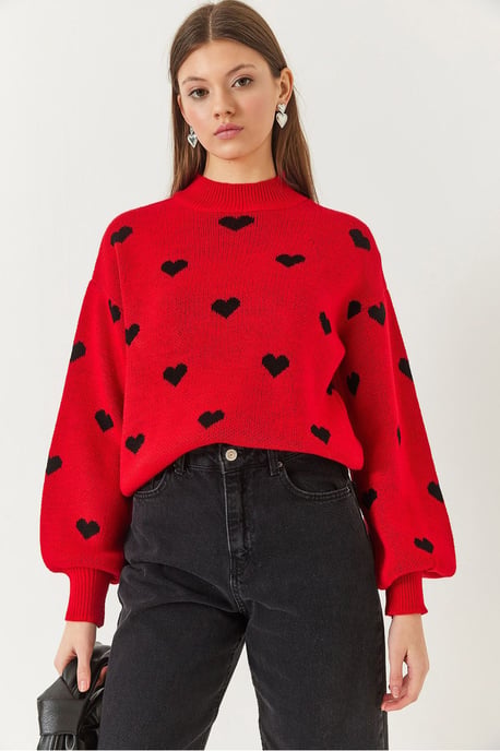 Pullover mit Herzmuster und lässigem Schnitt - Image 2