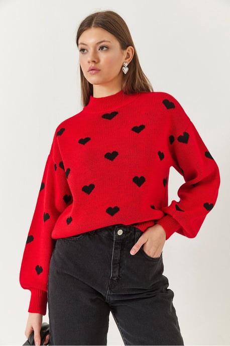 Pullover mit Herzmuster und lässigem Schnitt - Image 3
