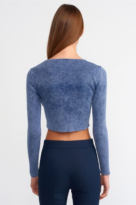 Damen Rippstrick Crop Crew Neck Pullover - Image 2