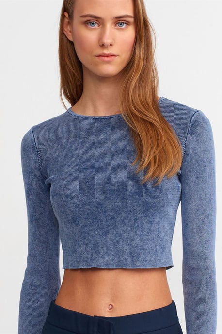 Damen Rippstrick Crop Crew Neck Pullover - Image 4