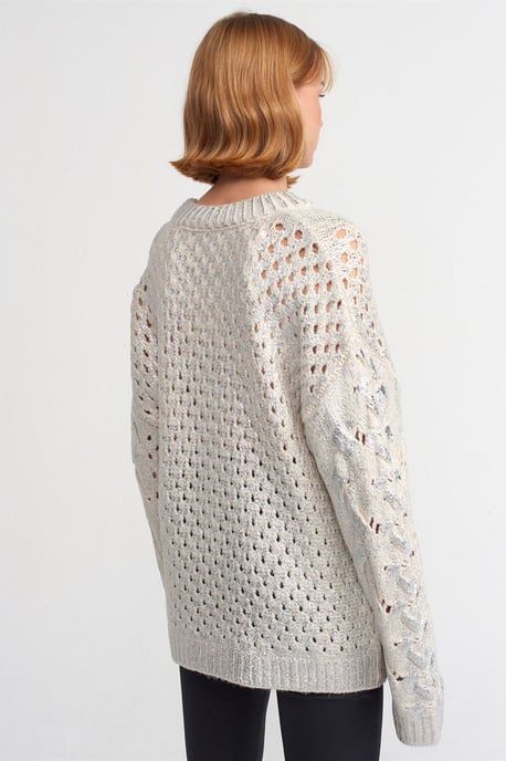 Oversized Kabelstrick Rundhals-Pullover - Image 2