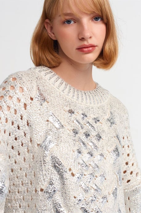Oversized Kabelstrick Rundhals-Pullover - Image 4