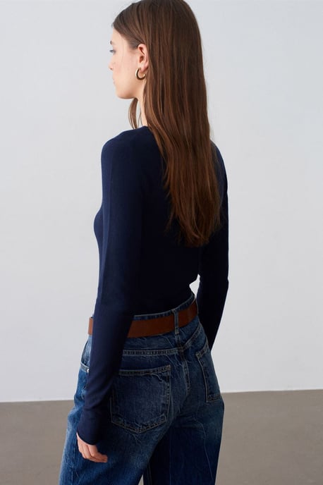 Damen Rippstrick Bootcut Pullover im Slim-Fit - Image 2