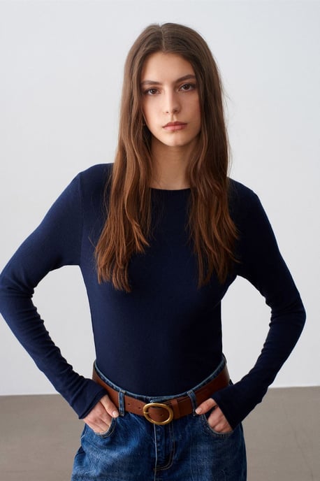 Damen Rippstrick Bootcut Pullover im Slim-Fit - Image 3