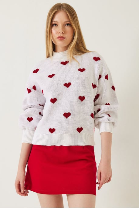 Pullover mit Herzmuster im entspannten Schnitt - Image 2