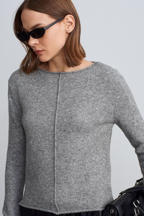 Damen Boot-Ausschnitt Rippstrickpullover - Image 3