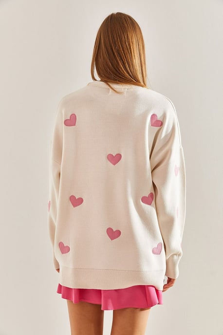 Herz-Muster Rundhals Strickpullover - Image 4