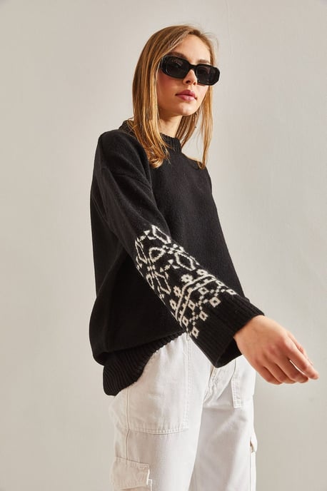 Crew-Neck-Jacquard-Strickpullover mit Stickerei - Image 2