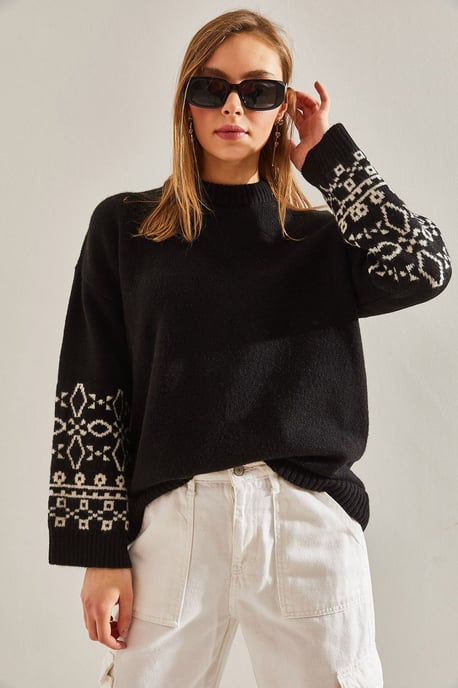 Crew-Neck-Jacquard-Strickpullover mit Stickerei - Image 3