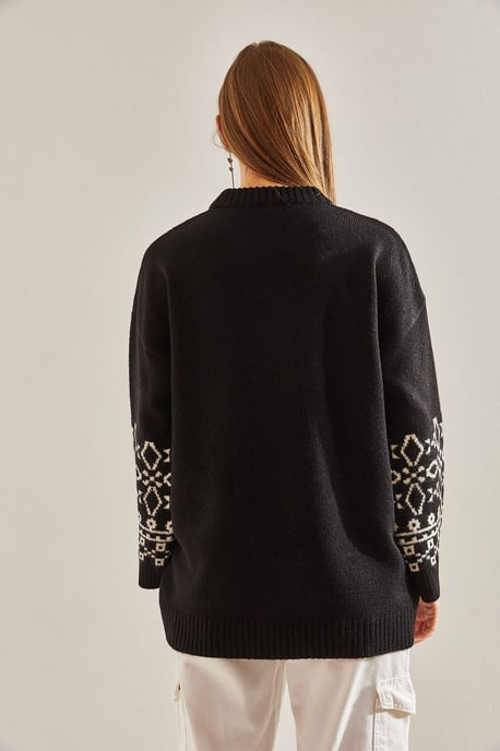Crew-Neck-Jacquard-Strickpullover mit Stickerei - Image 4