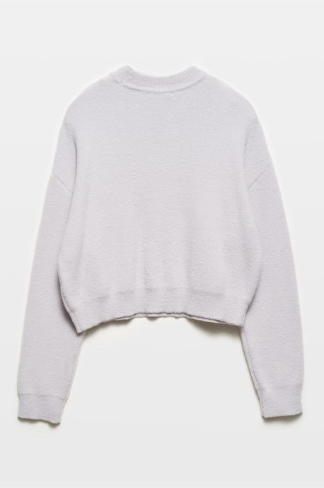 Damen Unifarbener Lockere Rundhals Pullover - Image 2